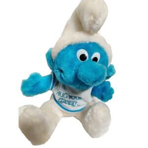 Smurf Original Plush 1979 by Peyo Wallace "Hug Your Smurf" T Shirt Stuffed Plush